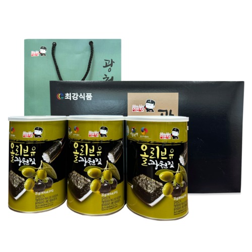 무료배송 (캔김 선물세트) 이반장 올리브유 광천김 3캔 명절 시즌상품